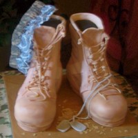 Combat Boots A returning soldiers boots made from RC covered in fondant, then built with fondant piecies in the same way you would make a pair of boots...