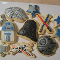 Star Wars Cookies For my son's fourth birthday. Fondant on sugar cookies. Some were made with Williams Sonoma press cookie cutters, some are more...