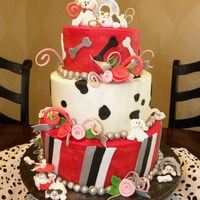 Dalmatian Birthday Cake Three tier cake with fondant accents.