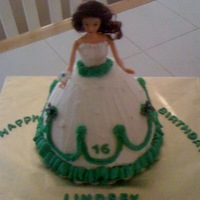 Sweet 16 Doll Cake This was for a sweet 16 birthday which also happened to be on Homecoming weekend.