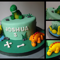 Dinosaurs inspired by many great dinosaur cakes on this site and elsewhere. i think Joshua liked his cake, though he had no interest in eating it. he...