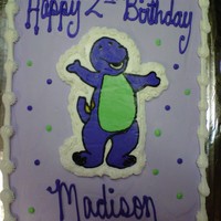 Barney Cake Barney is a buttercreme transfer, made out of buttercreme