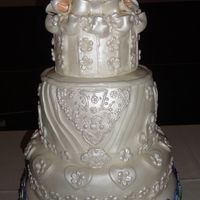 Alexis & Alfredo's Wedding Day. This is my first wedding cake. Lots of nerves. The cakes were made of the following: bottom tier - pumpkin cake filled with pumpkin, cream...