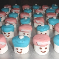 Marshmallow Babies I bought marshmallow and decided to dip the top on blue and pink candy chocolate. I painted the eyes and mouth with chocolate and made the...