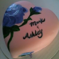 Happy Valentines Day RV Cake with cream cheese icing covered in mmf and painted with americolors .