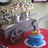 Evan's 1St Birthday Banana cake, mini cupcakes with chocolate figures