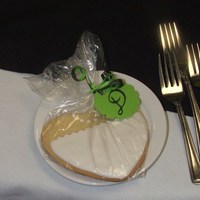 Bride Cookie heart shaped "Sour Cream" cut-out cookie with fondant "dress" and royal icing necklace.