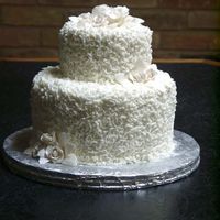 Petite Wedding Cake Last minute call for smallest cake I can do! 5" round on top of 8" round, iced in buttercream, covered with Philippine sotas....