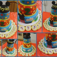 Mickey Mouse WASC with fondant and Mickey ears are rice kripey treat! Cookies are edible image!