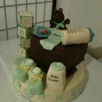 Baby Shower Basket And Goodies Cake I made this for my sister-in-law and brother for their first baby. I have trobule piping icing so the edges on the cubes are a lil messy...