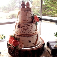 Birch-Look Round Wedding Cake Birch-look wedding cake. [Incorporated different aspects from the many tree-like cakes found on this site--as well as general internet...