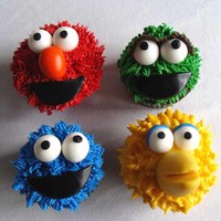 Sesame Street Cupcakes Some familiar looking cupcakes based on the sesame street favorites.