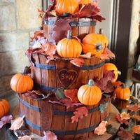 Pumpkin Basket Wedding Cake Cake I made for my daughters wedding. All fondant. Pumpkins are rice crispies covered in fondant. Geeze it was a lot of work but so worth...