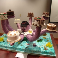 Many Hands Make Light Work (Head Rotates) As busy as a cake decorator is in a retail environment, it's always service with a smile! The octopus' head spins around (rotates...