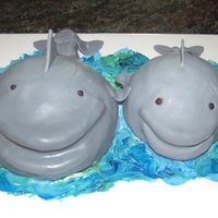 Dolphins From Debby Meyer's book - 50 easy B- day cakes. Vanilla & Choc cake. Fonderific fondant used. Vanilla bc. TFL