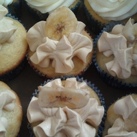 Fat Elvis Cupcake banana cupcake with peanut butter frosting and filling topped with a dried banana chip
