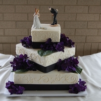 Purple And Black Wedding 14", 10" and 6" squares.