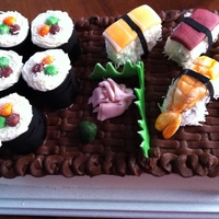 Sushi Cake Always wanted to give a sushi cake a try and a family birthday was just the time. Everything is edible. The sushi is made with cupcakes as...