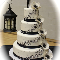 Heather royal icing piping on cake,,,gum paste anemones , My first time making anemones. TFL