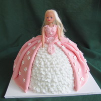 A Barbey Doll Cake the doll is a special doll for cakes.The rest is a cake covered with sugarpaste and all the deorations are from sugarpaste.Thanks for...