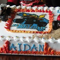 Another Monster Truck Cake This is almost the same as my other one but I used a larger leaf tip(366) for the flames.