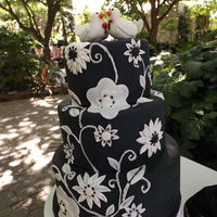 Black And White Wedding Cake Black and white cake with love doves on dummy cakes for my first bridal fair