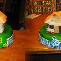 Wizard Of Oz the house and the ground is cake the roof and tornado is RKT and it is all covered in MMF. I had a lot of problems with the bow staying on...