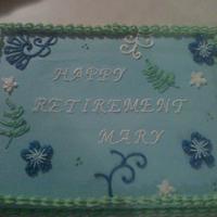 Mary's Retirement This cake is all decorated in BC to coordinate with the napkins.