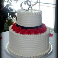 Roses this cake was done with 24 hrs notice.. buttercream with fondant ribbon