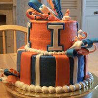 Graduation Cake All buttercream with fondant. This was the colors of the college she was going to in the fall.