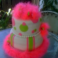 Lime Green Hot Pink Fuzzy Cake 10 and 8 in. MMF