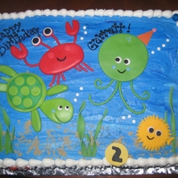 Undersea Birthday buttercream icing, fondant details
