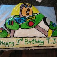 Buzz Lightyear A Buzz lightyear cake that I did for my son's birthday. Buttercream painted with food colouring.