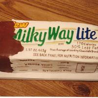 Milkyway Candy Bar Buttercream iced cake with colorflow lettering and hand painted with food coloring.I did this cake for a friend who worked for the company...
