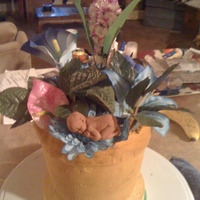 Flowerpot With Baby I created this cake to look just like a flower pot than I add the mini chocolate baby