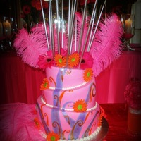 Happy Sweet 16! Topsy Turvy Sweet 16 Birthday Cake. Golden Vanilla, iced in Buttercream with Fondant accents.