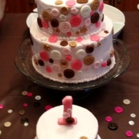 1St Birthday Cake Sour Cream Pound Cake Butter Cream Icing And Marshmallow Fondant Buttons 1st birthday cake - Sour cream pound cake, butter cream icing and marshmallow fondant buttons.