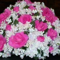 Cake Topper For My First Wedding Cake I made the roses and added the hydrangias that I bought from a local craft store. I put these on a half of a styrofaom ball. I loved doing...