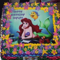 The Little Mermaid the little mermaid is edible image flowers are fondant everything else is buttercream