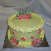 Karens Moms Day 08 W/C icing, gumpaste flowers and leaves. TFL!