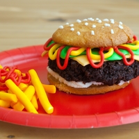 Hamburger & Fries I made 12 of these mini "cakes" for my son's 11th birthday. He came up with the theme and I took some ideas from different...