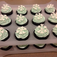 Snowflake Cupcake Chocolate cupcake with cream cheese frosting.