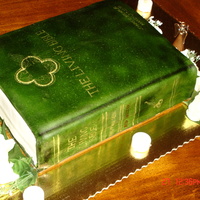 Living Bible Cake Sour cream white cake, buttercream 'pages', fondant cover to replicate the exact Living Bible cake that was given to a young man...