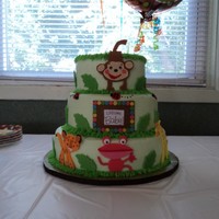 Fisher Price Rainforest Baby Shower 10,8,6" cakes. All buttercream, and decorations I made out of fondant. TFL!