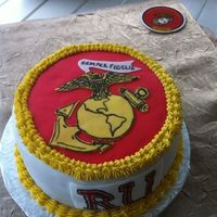 Marine Themed Groom's Cake *This is a chocolate fudge cake with homemade chocolate almond buttercream icing and chocolate ganuche filling! Covered in fondant. This...