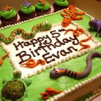 Critters Vanilla cake with buttercream and handmade, paint fondant critters. Thank you CCer's for all the wondeful ideas!