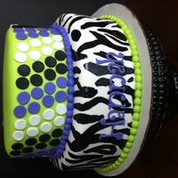 Hannah This cake was made for my Daughter, she LOVES zebra, purple and this funky green, lol