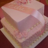 Pink Is For Girls! This cake is for a baby shower. Mom-to-be just wanted it simple but girlie. White cake w/ pineapple filling. BC frosting.