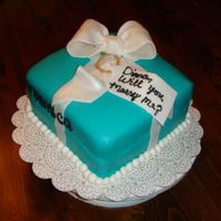 Tiffany_Cake.jpg My brother asked me to make this cake to proposed to his girlfriend over the weekend with a Tiffany ring. It didn't turn out exactly...