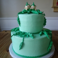 Twin Baby Shower Baby shower cake for twins, butter cream with fondant accents